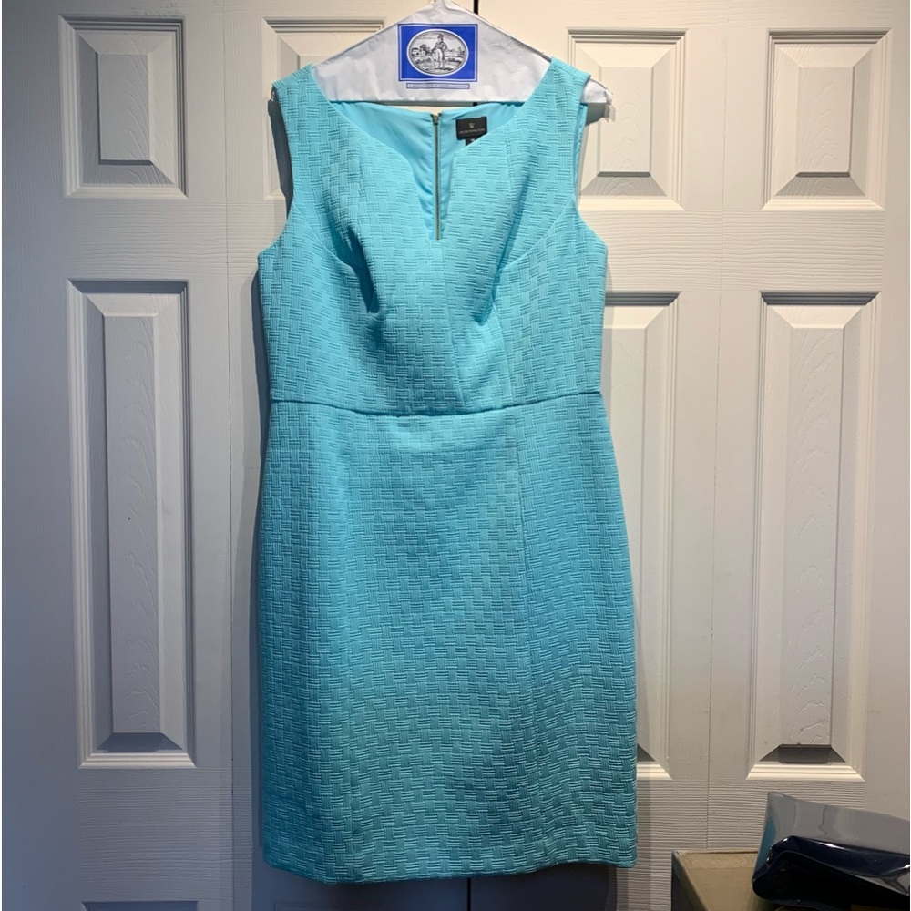Aqua splash basket weave lined dress Worthington Tiffany sz 12 NWT